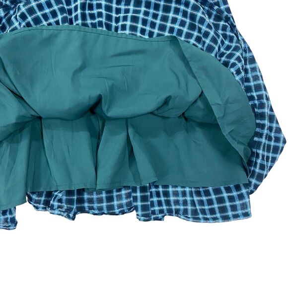 American Eagle Blue Smocked Plaid Babydoll Mini Dress Women’s Large Academia - Picture 8 of 12